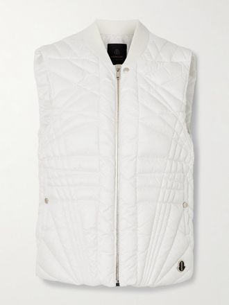 Rick Owens + Moncler Piumino Smanicato Trapuntato Con Applicazione In Fettuccia Megapenta - Bianco