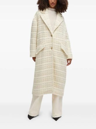 BOSS boucl&eacute;-knit coat - Neutrals