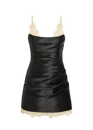 De La Vali DE LA Vali Kasai Layered-lace and Satin Mini Dress - Black - 12 (UK12 / M)