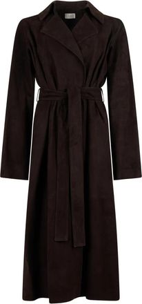 The Row Solana Coat - Dames - Jas met riem - Bruin - 3XS - Leer - Jassen