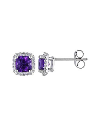 Rina Limor 10K 1.40 Ct. Tw. Diamond & African Amethyst Halo Earrings