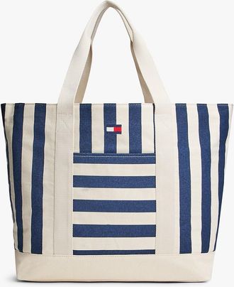 Tommy Hilfiger Nautical Stripe Canvas Tote Bag - Navy