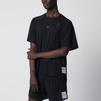SATISFY T-shirt Space-O nera in micro jersey traforato
