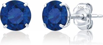 MAX + STONE 10k Yellow or White Gold 6mm Round Solitaire Gemstone Stud Earrings
