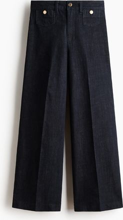 H&M Wide High Waist Ankle Jeans - Blue