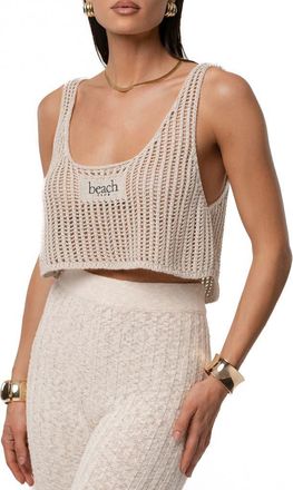 JLUXLABEL Island Nights Open Knit Crop Top in Ivory at Nordstrom, Size Large