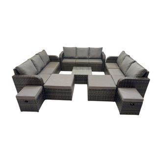 Fimous Rattan Garden Outdoor Furniture Set with 4 Stools Dark Grey Mixed