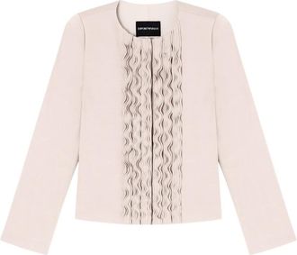 Emporio Armani Jas in gestructureerde stof met ruches - Dames - Blouses - Beige - XL - Leer - Overhemden