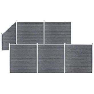 vidaXL Vidaxl - Pannelli Recinzione wpc 5 Quadrati 1 Inclinato 965x186 cm Grigi