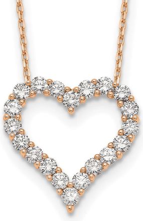 Diamond2Deal 14k Gold 2 Ct Lab Grown Diamond Open Heart Pendant Necklace 18