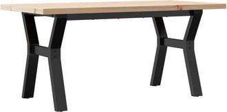 vidaXL Coffee Table Y-Frame 100x50x45.5 cm Solid Wood Pine and Steel Vidaxl