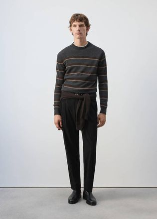 Mango Pullover maglia misto lana cashmere righe grigio scuro vigor&eacute; - Uomo - XL - MANGO MAN