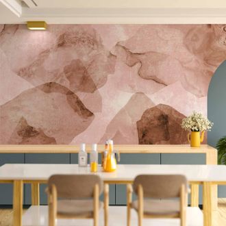 OEM Carta Da Parati Fotografica - Terrazzo Rosa - Sfondo Minimalista Con Motivo Effetto Marmo Acquerellato