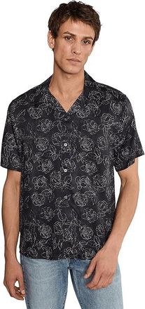 John Varvatos Dan Camp Collar Shirt Mens Clothing Black : 2XL, Modal