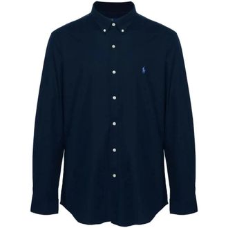 Polo Ralph Lauren Navy Lange Mouw Sportshirt - Heren - Casual Overhemden - Blauw - 2XL - Katoen - Overhemden