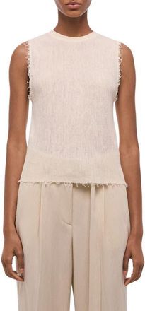 Helmut Lang Raw Edge Linen Blend Sweater Tank in Ivory at Nordstrom, Size Medium