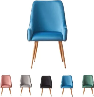 Life Interiors Life Interiors - Silla De Comedor De Terciopelo Soho Lux Individual Con Patas De Metal - Silla De Comedor - Silla Tapizada - Silla De Comedor Moderna 