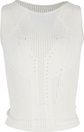 Alberta Ferretti Punched Sleeveless Top in White Viscose