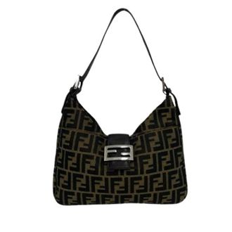 Fendi Pre-owned Shoulder Bags, female, Brown, Size: ONE SIZE Pre-owned Vintage Canvas Shoulder Bag