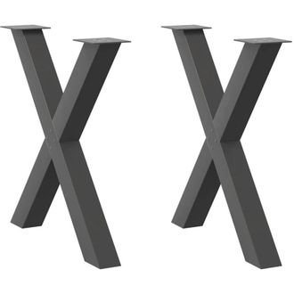 vidaXL Patas Para Mesa De Comedor En Forma De X (2 Unidades), Antracita, 80 X (72-73) Cm, Acero Vidaxl