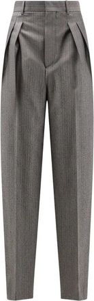Bottega Veneta Pinstripe Wijde Broek - Dames - Broeken - Grijs - 3XS - Wol - Broeken