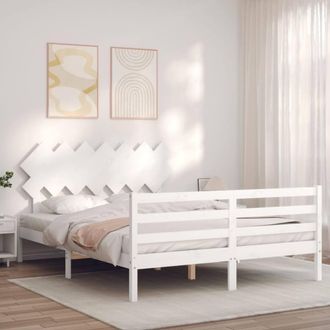 Berkfield Home Beautiful Bed Frame with Headboard White 140x200 cm Solid Wood