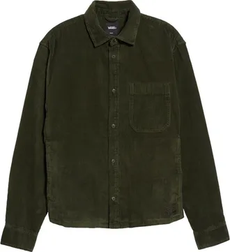 Vans Martinez Cotton Corduroy Overshirt in Obsidian Fern at Nordstrom, Size Xx-Large