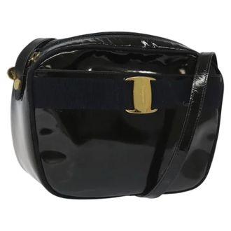 Ferragamo Tweedehands leren schoudertassen - Dames - Pre-owned - Zwart - Maat: ONE Size Leer