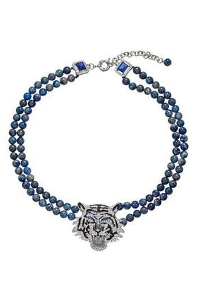 Eye Candy Los Angeles Blue Lapis Tiger Pendant Necklace at Nordstrom Rack