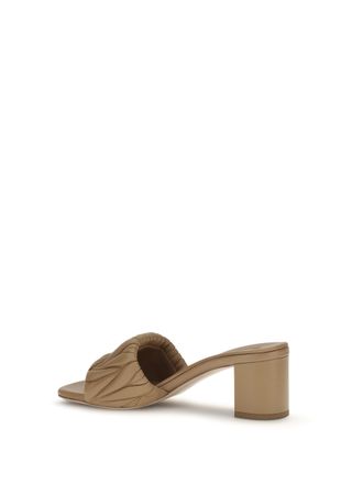 Miu Miu Womens Sandals Logo Plaque Caramel Lambskin Upper Lamb (ovis Aries)