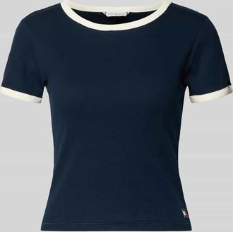 Tommy Hilfiger Slim Fit T-Shirt aus Baumwoll-Mix in Dunkelblau, Gr&ouml;&szlig;e XS