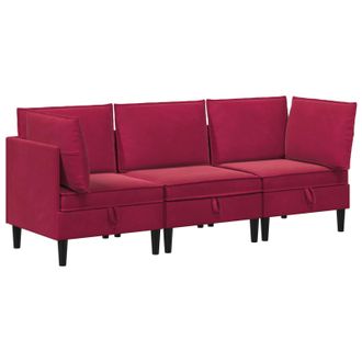 vidaXL Juego De Muebles De Sal&oacute;n Con Coj&iacute;n 3 Pcs Rojo Vino Terciopelo Vidaxl