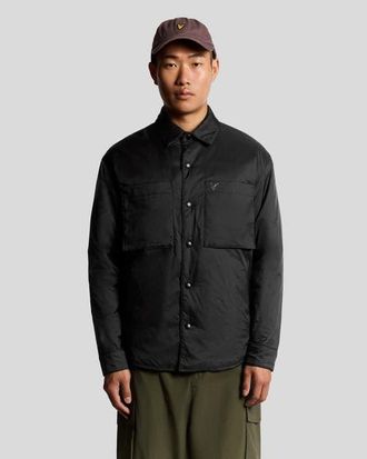 Lyle & Scott Long Sleeve Collared Insulated Overshirt in Jet Black at Nordstrom, Size Xx-Large