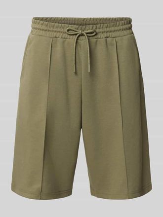 Review Shorts mit elastischem Bund und Ziern&auml;hten in Khaki, Gr&ouml;&szlig;e XXL
