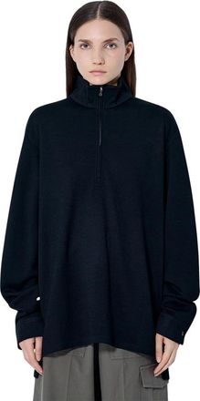 Rier Hoodies & sweatvesten, Dames, Zwart, M, Wol, Polar Jogging Virgin Wool Half-Zip Top