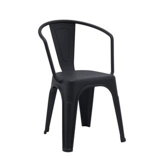 hjh OFFICE Silla de 100% polipropileno con apoyabrazos negro