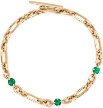 Lizzie Mandler 18K Yellow Gold Emerald Station Bracelet - Womens - Emerald/18kt Yellow Gold