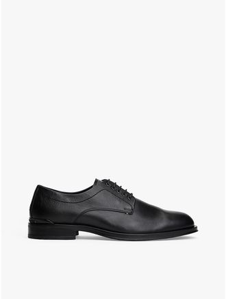 Tommy Hilfiger Mens Paneled Leather Derby Shoe - Black - US 10 / EU 43