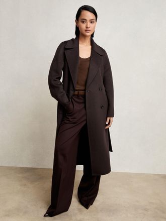 Reiss Aubergine Petite Double-breasted Blindseam Coat Wool-blend, 16