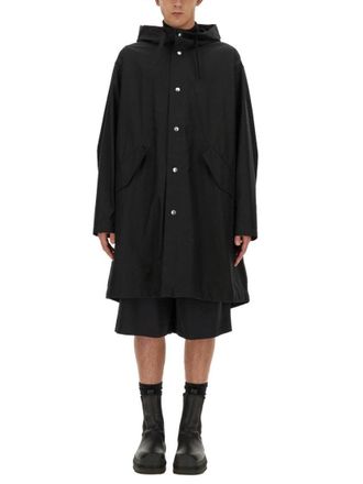 Jil Sander Hooded Black Cotton Parka