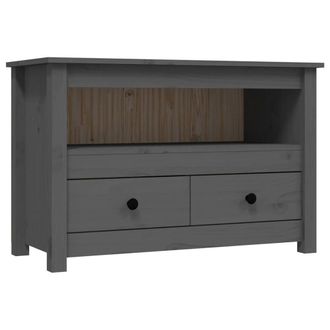 Berkfield Home TV Cabinet Grey 79x35x52 cm Solid Wood Pine | Size: 79 x 35 x 52 cm