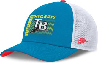 Nike Tampa Bay Rays Neon 90s Rise Nike Mens Dri-FIT MLB Trucker Adjustable Hat in Blue | NB520GMTTDV-53M
