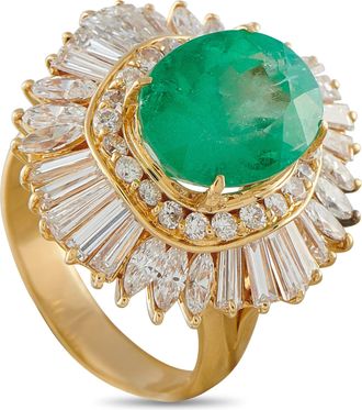 Luxury Bazaar 18K Yellow Gold 2.42ct Diamond and Emerald Ring MF44-050726