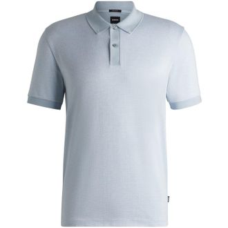 HUGO BOSS Mens H Parlay Three Tone Fabric Polo Shirt in Pastel Blue - Size 2XL
