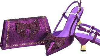 Generic Shoe and Bag Set Designer Wedding Shoes and Bag Set for Women Full Rhinestone Party Pumps