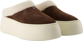 Giuseppe Zanotti Womens Sabot - Giuseppe Zanotti Leather Brown Shoes Flat-Shoes