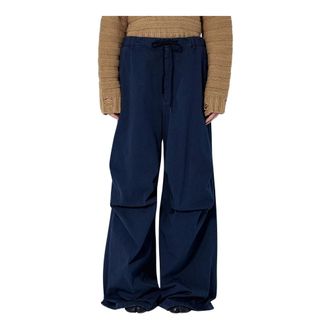 Maison Margiela Wide-Leg Drawstring Broeken - Dames - Broeken - Blauw - Maat: S Katoen