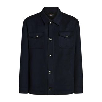 Kiton Pure Cashmere Shirt Jacket - Heren - Zomerjassen - Blauw - 2XL - Leer - Jassen