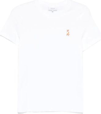 Maison Kitsuné T-shirt Standing Fox con ricamo - Bianco