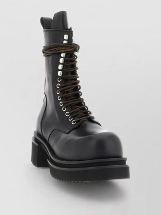 Rick Owens leather lace-up combat boots